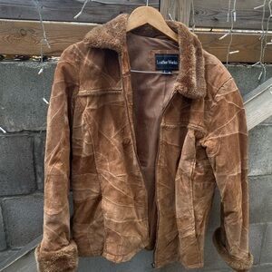 Vintage genuine leather patchwork jacket